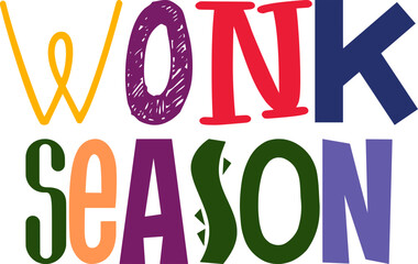 Wonk Season Typography Illustration for Packaging, Gift Card, Brochure, Bookmark 