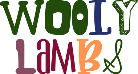 Wooly Lambs Hand Lettering Illustration for Newsletter, Mug Design, Label, Postcard 