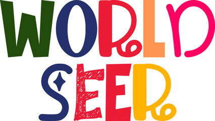 World Seer Typography Illustration for Presentation , Bookmark , Book Cover, Gift Card