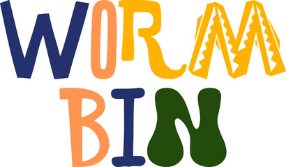 Worm Bin Typography Illustration for Banner, Infographic, Newsletter, Sticker 