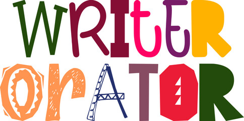 Writer Orator Typography Illustration for Presentation , Motion Graphics, Sticker , Mug Design