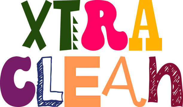 Xtra Clean Calligraphy Illustration for Gift Card, Sticker , Poster, Label