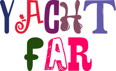 Yacht Far Typography Illustration for Icon, Newsletter, Flyer, Sticker 