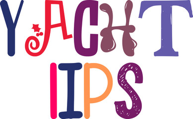 Yacht Lips Typography Illustration for Bookmark , T-Shirt Design, Magazine, Sticker 