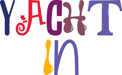 Yacht In Calligraphy Illustration for Sticker , Packaging, Social Media Post, Bookmark 