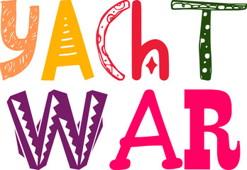 Yacht War Typography Illustration for Presentation , Social Media Post, Icon, Infographic