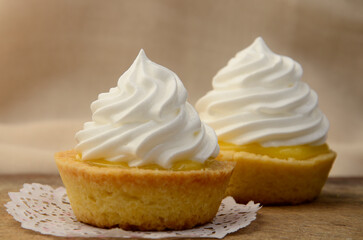Yummy lemon cupcakes with meringue