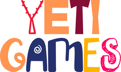 Yeti Games Typography Illustration for Sticker , T-Shirt Design, Flyer, Presentation 