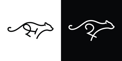 panther logo design line icon vector illustration © Mas_W