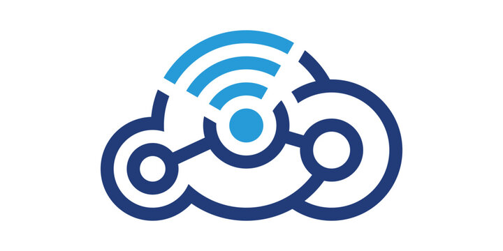 cloud and wireless signal logo design icon vector illustration