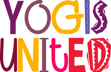 Yogis United Typography Illustration for Packaging, Postcard , Mug Design, Social Media Post