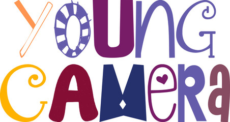 Young Camera Calligraphy Illustration for Gift Card, Packaging, Magazine, Infographic