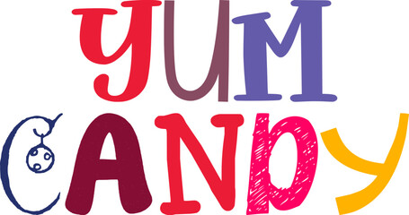 Yum Candy Calligraphy Illustration for Infographic, Packaging, Stationery, Banner