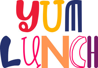 Yum Lunch Hand Lettering Illustration for Presentation , Label, Packaging, Infographic