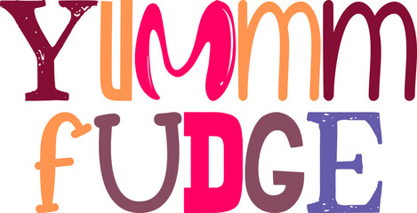 Yummm Fudge Typography Illustration for Logo, Icon, Newsletter, Sticker 
