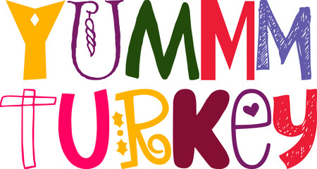 Yummm Turkey Typography Illustration for Bookmark , Motion Graphics, Decal, Icon