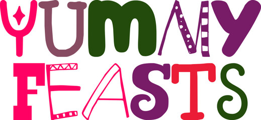 Yummy Feasts Typography Illustration for Newsletter, Icon, Sticker , Infographic