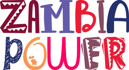 Zambia Power Calligraphy Illustration for Social Media Post, Bookmark , Postcard , Newsletter