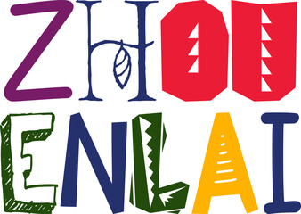 Zhou Enlai Hand Lettering Illustration for Infographic, Presentation , Banner, Label