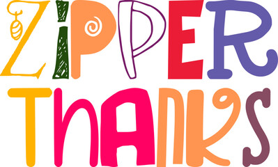 Zipper Thanks Typography Illustration for Motion Graphics, Mug Design, Social Media Post, Book Cover