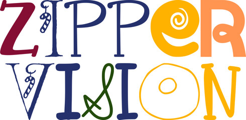 Zipper Vision Calligraphy Illustration for Book Cover, Bookmark , Stationery, Gift Card