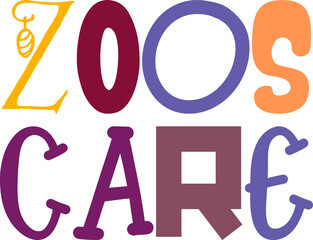 Zoos Care Typography Illustration for Brochure, Logo, Mug Design, Magazine