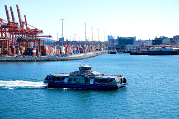 VANCOUVER, BC, Canada Canada Place Harbor in Vancouver, Canada. Sea bus station and view of...