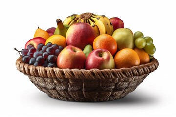 Naklejka na ściany i meble basket of fruits isolated on white
