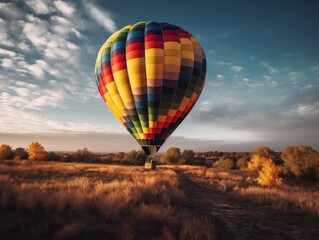 Fototapeta na wymiar A single, colorful hot air balloon