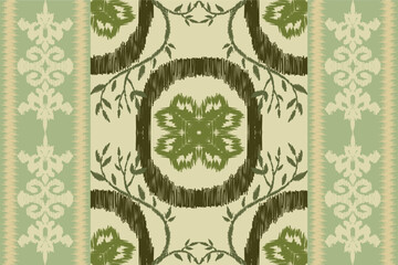 ikat ethnic pattern traditional Design for background,carpet,wallpaper,clothing,wrapping,Batik,fabric,sarong,Vector illustration embroidery style.
