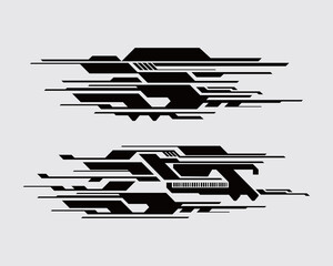 Science Fiction futuristic sci-fi streetwear element poster clip art hi tech template cyberpunk interface strips editable © Luqman