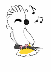 The bird cute cockatoo sing a song 
