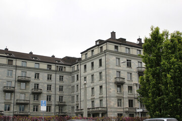 Fototapeta na wymiar Fragment of old building in interlaken , switzerland