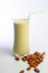 glass of milk with almonds