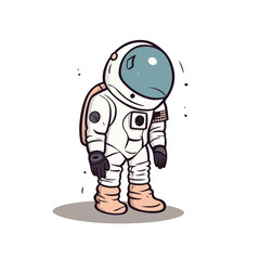 Mascot cartoon of cute space astronaut wear spacesuit and helmet. 2d character vector illustration in isolated background