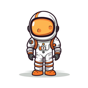 Mascot cartoon of cute space astronaut wear spacesuit and helmet. 2d character vector illustration in isolated background