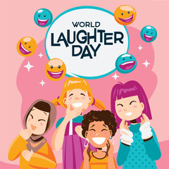 World laughter day illustration with diversity of people