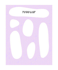 Simple To Do List with Organic Empty Shapes ,Vector Background with  Violet Wavy Lined Texture