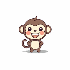 Mascot cartoon of cute smile monkey. 2d character vector illustration in isolated background