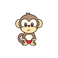 Obraz premium Mascot cartoon of cute smile monkey. 2d character vector illustration in isolated background