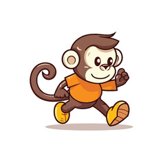Mascot cartoon of cute smile monkey. 2d character vector illustration in isolated background