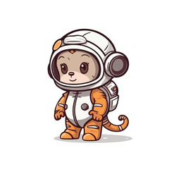 Mascot cartoon of cute smile happy monkey astronaut wear spacesuit and helmet. 2d character vector illustration in isolated background