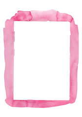 Pink watercolor frame with empty space for text and picture.