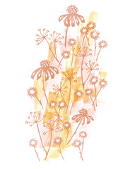 Hand-drawn stylized floral motifs. Botanical sketch.
