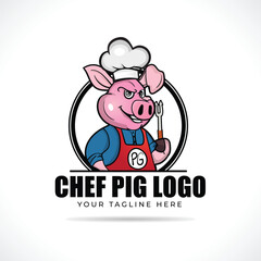 Pig Logo Design Pig Logo Vector Pig Chef Logo