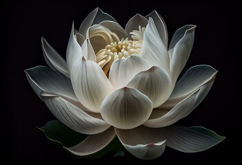 Fototapeta na wymiar white lotus flower on black background. Generative AI