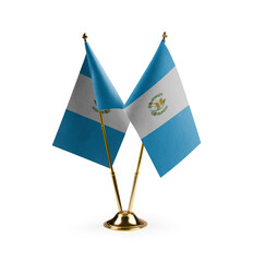 Small national flags of the Guatemala on a white background