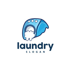 Fototapeta premium Laundry Logo, Cleaning Washing Vector, Laundry Icon With Washing Machine, Clothes and Foam Bubble, Illustration Symbol Design Template
