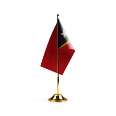 Small national flag of the East Timor on a white background
