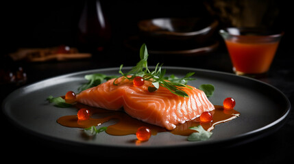 Salmon Sashimi with Ponzu melt in the mouth salmon served